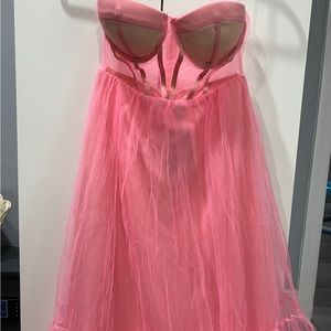 Pink ruffle corset dress